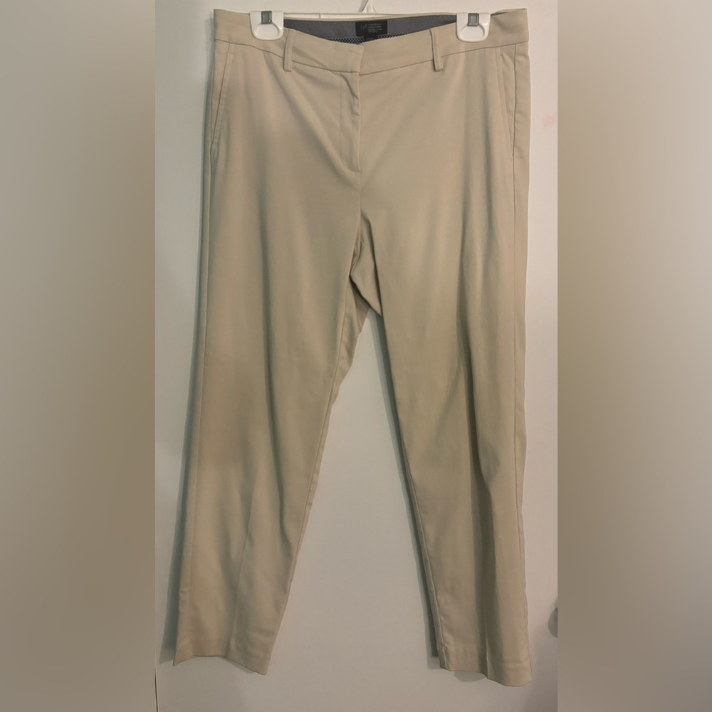 J. Jill Wearever Collection Womens‎ Sz 8 Refined Woven Trousers Khaki Flat front